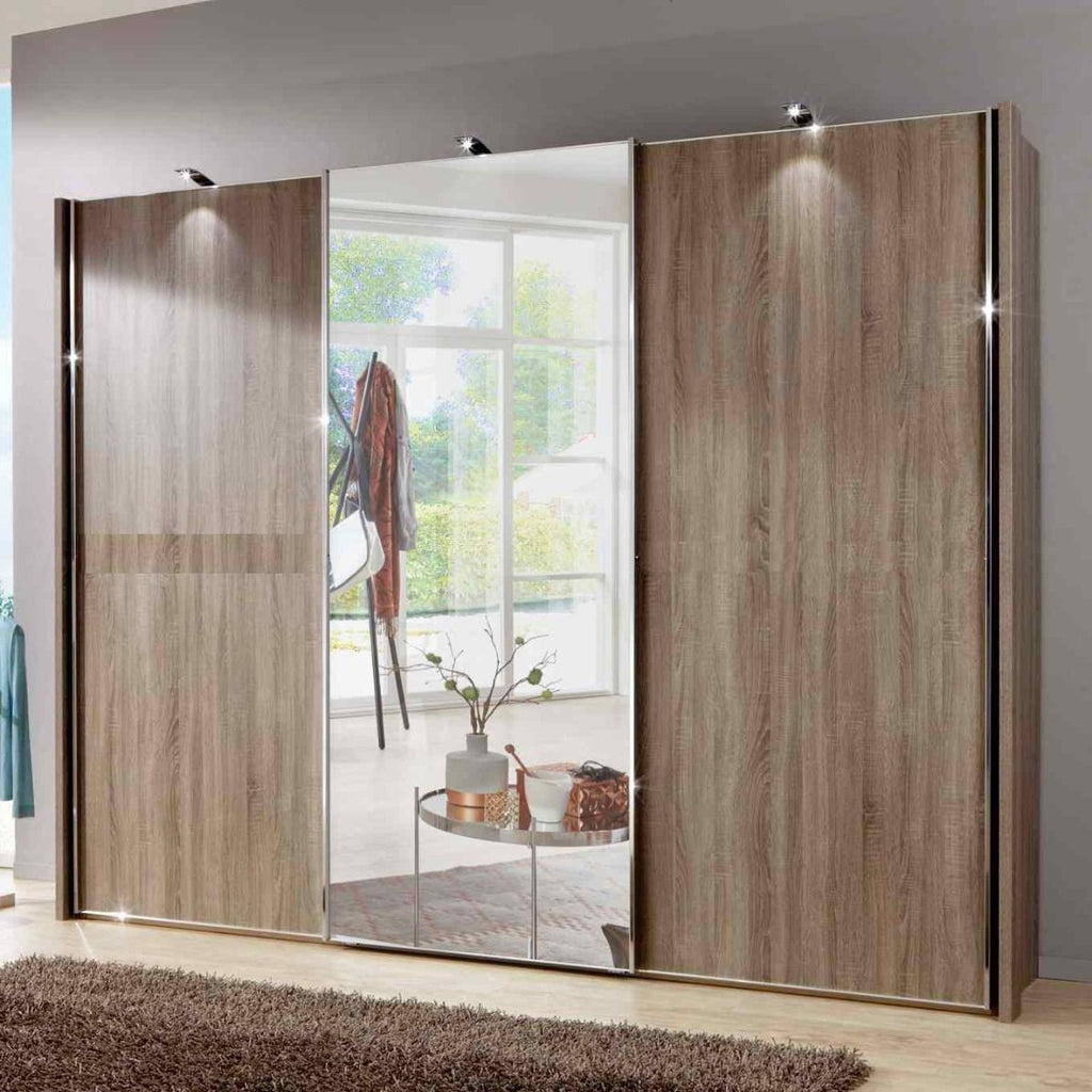 Oakwood Wiemann Miami2 Oak and Mirror Front Sliding Door Wardrobe 217CM Tall
