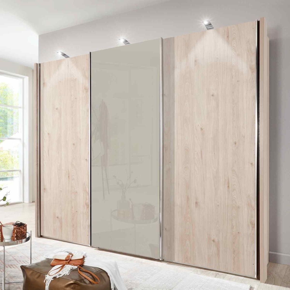 Oakwood Wiemann Miami2 Oak and Mirror Front Sliding Door Wardrobe 217CM Tall