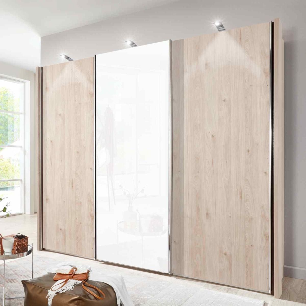 Oakwood Wiemann Miami2 Oak and Mirror Front Sliding Door Wardrobe 217CM Tall