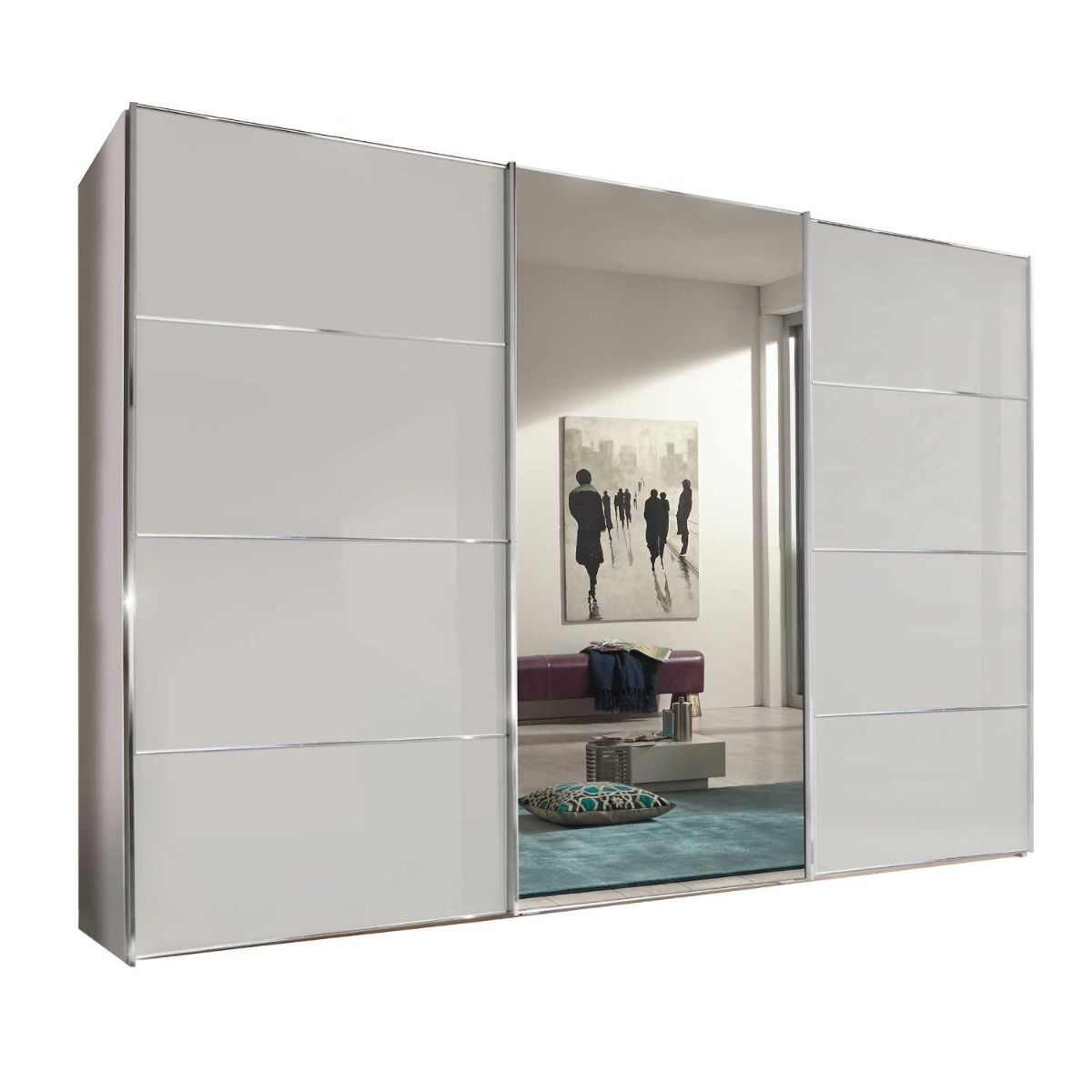 Oakwood Wiemann Miami Plus White 3 Door Sliding Wardrobe with Mirror