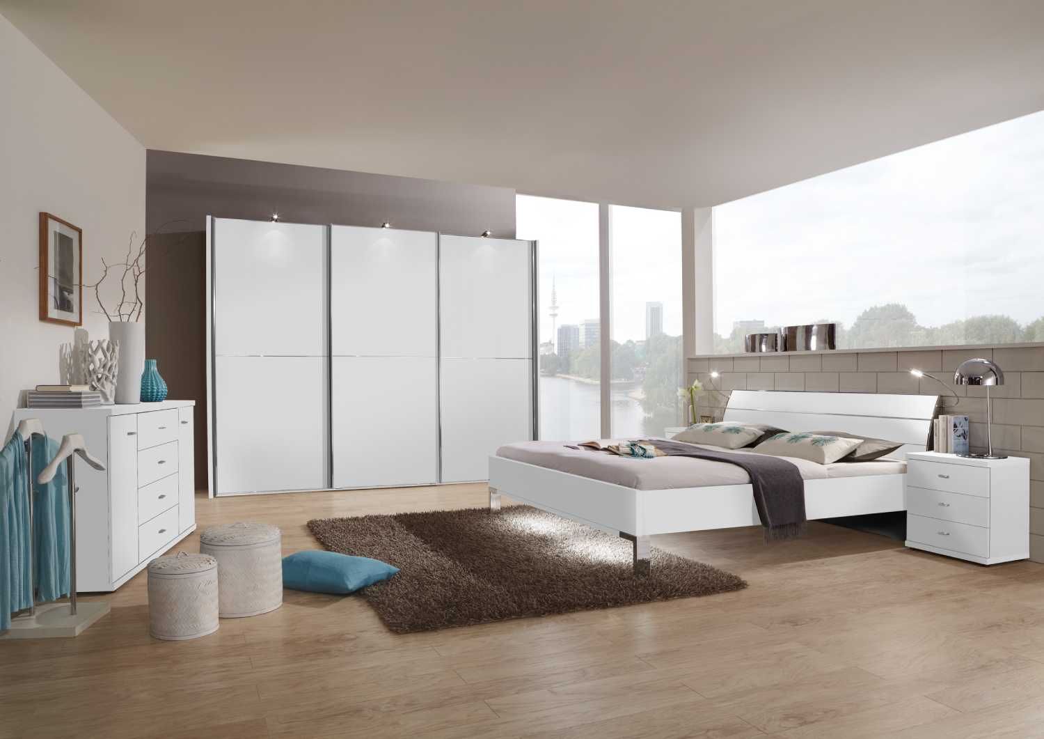 Oakwood Wiemann White Miami2 Sliding 3 Door Wardrobe - 2 Panel Door - Colour Choice