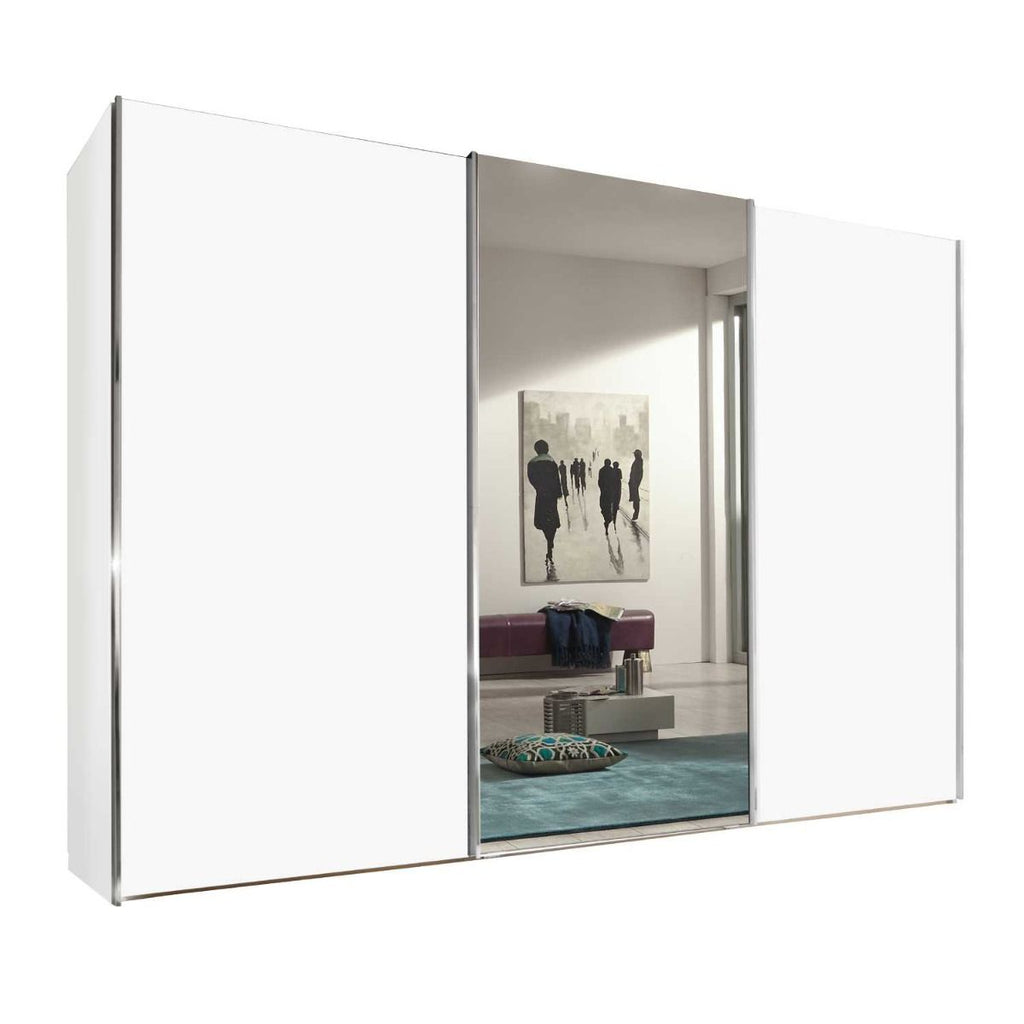 Oakwood Wiemann Miami Plus White 3 Door Sliding Wardrobe With Mirror 217cm Tall