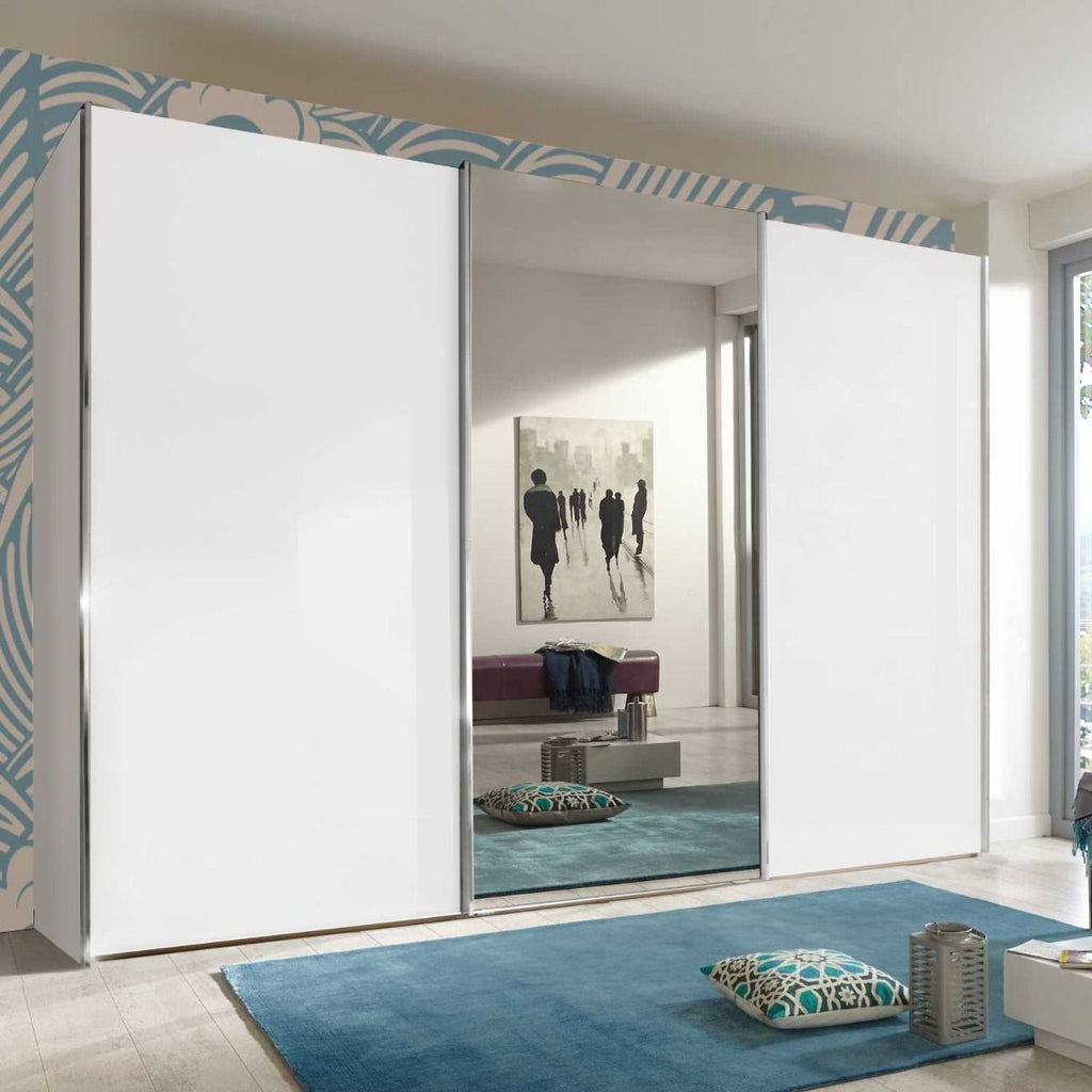Oakwood Wiemann Miami Plus White 3 Door Sliding Wardrobe With Mirror 217cm Tall