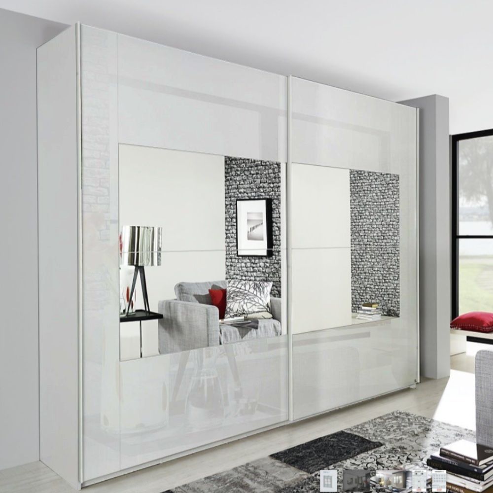 Oakwood Miramar Quest Type 4 Silk Grey Glass Front Sliding Door Wardrobe