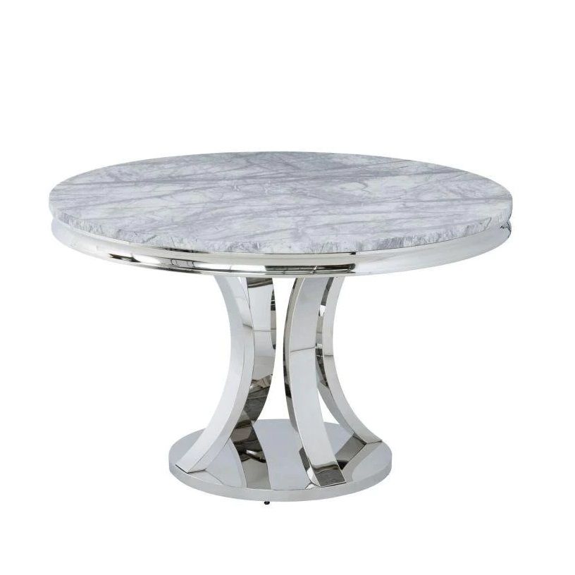 Oakwood Mitzi 130cm Round Grey Marble Dining Table