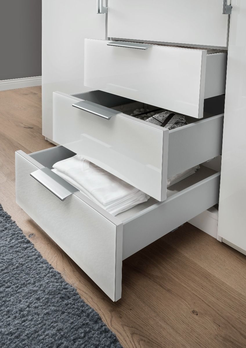 Oakwood Wiemann Monaco Corner Wardrobe With Glass Front Bi-Folding Doors