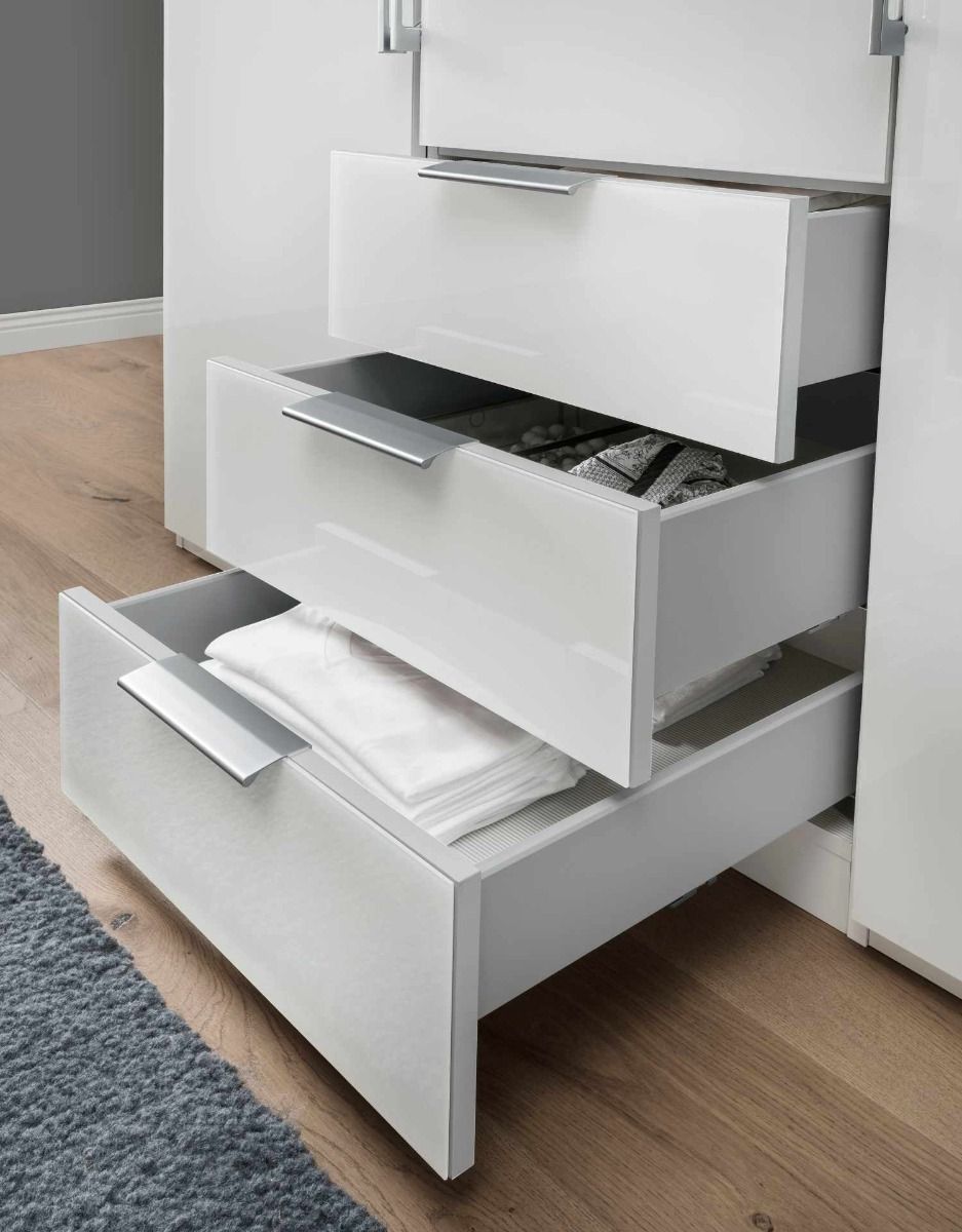 Oakwood Wiemann Monaco 3 Door Glass Front Wardrobe With Drawers
