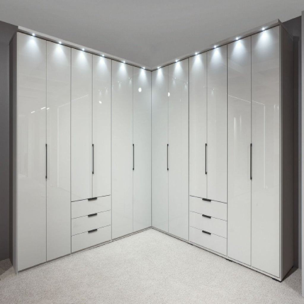 Oakwood Wiemann Monaco Corner Wardrobe With Glass Front Bi-Folding Doors