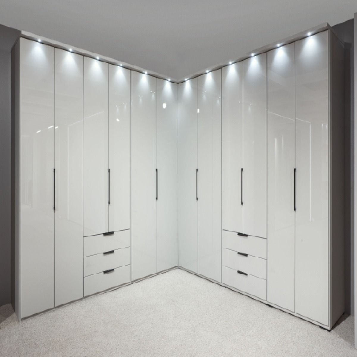 Oakwood Wiemann Monaco Corner Wardrobe With Glass Front Bi-Folding Doors