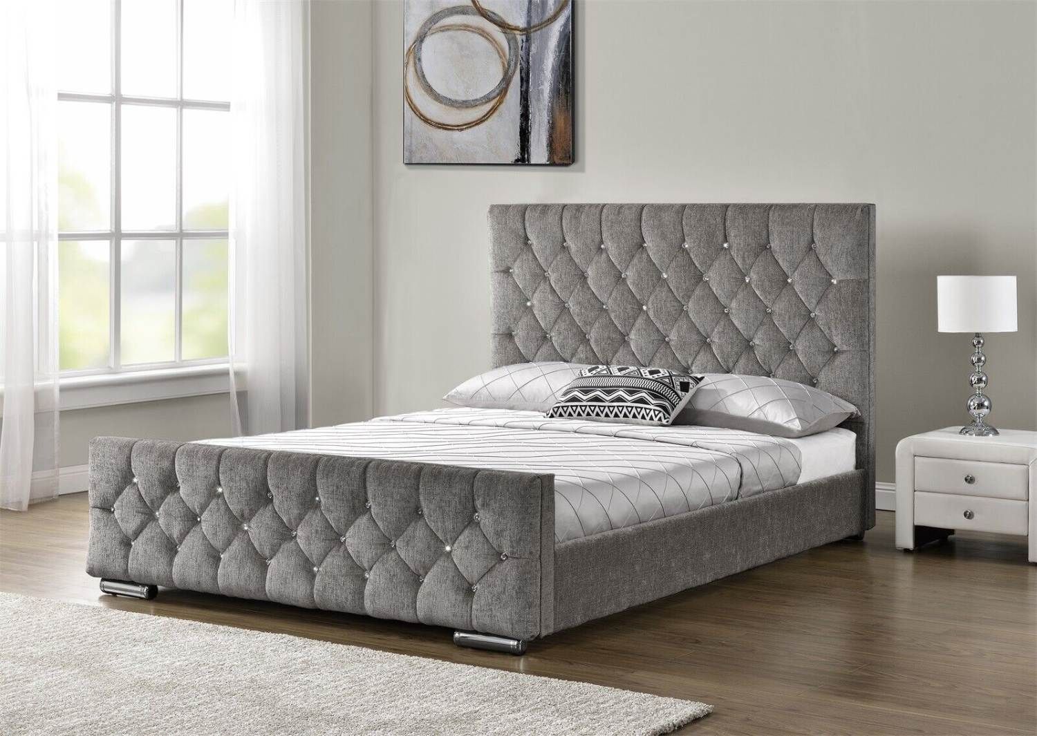 Oakwood Moscow Upholstered Bed Frame With Mattress