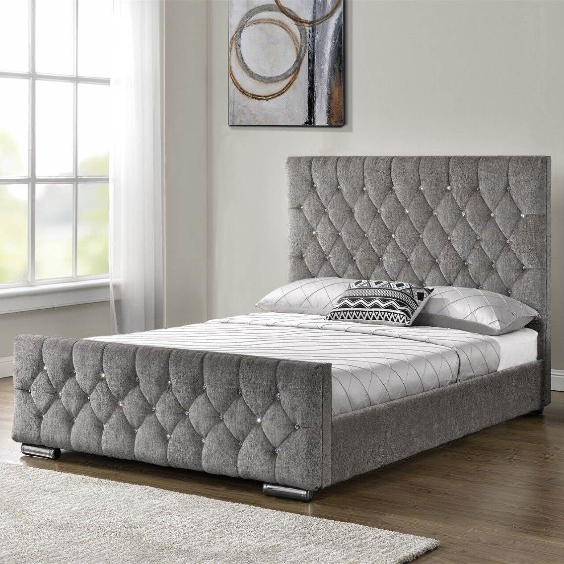 Oakwood Moscow Upholstered Bed Frame With Mattress