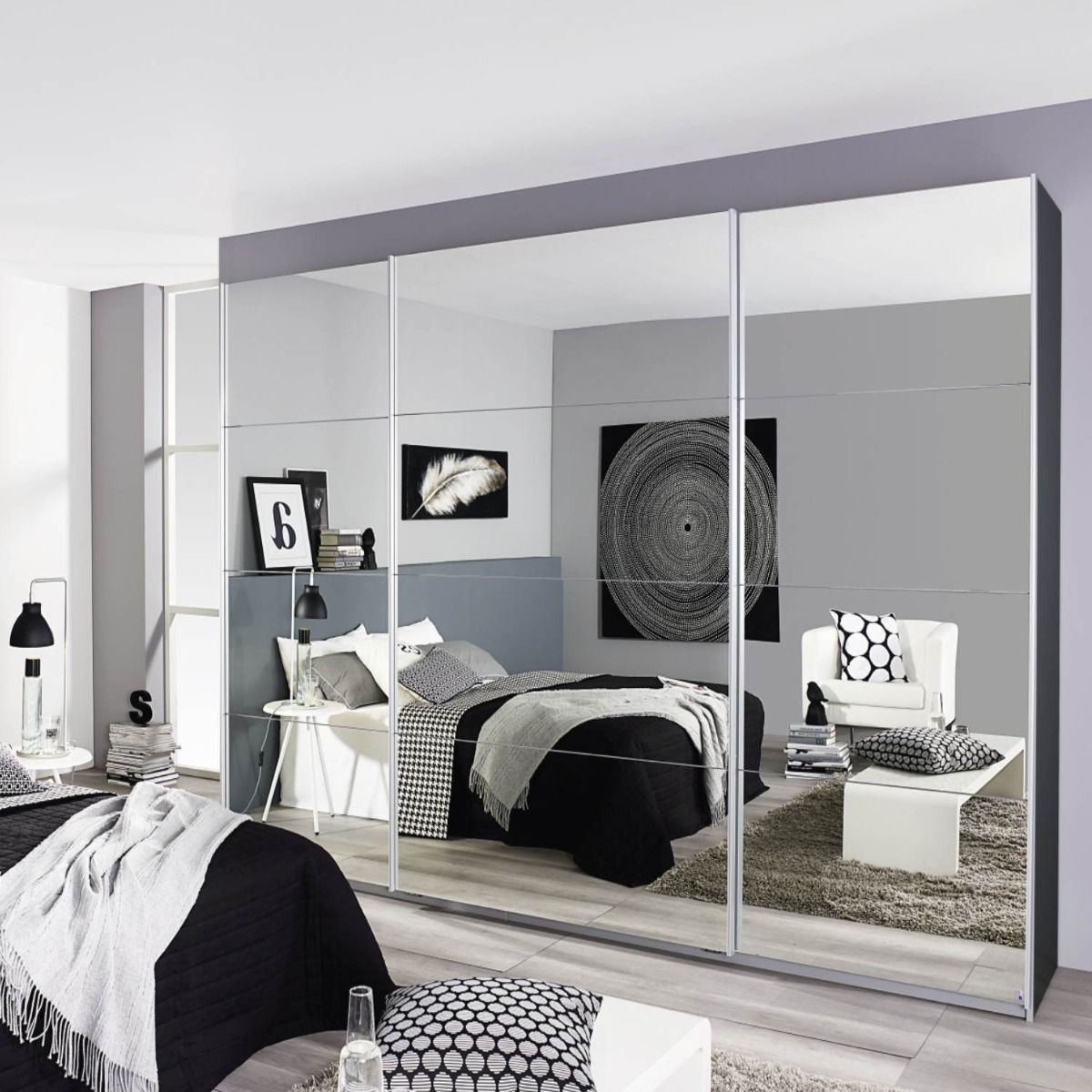 Oakwood Rauch Quadra Full Mirrored 3 Sliding Door Wardrobe