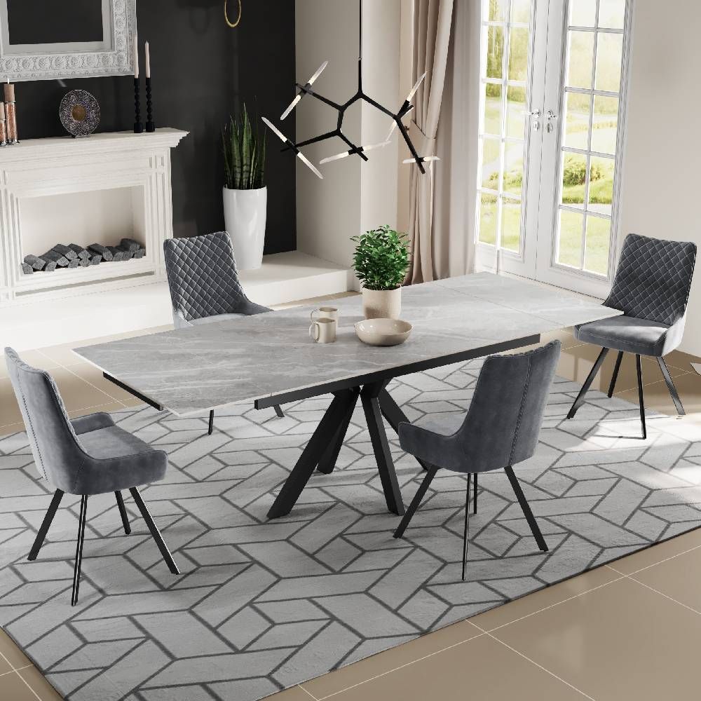 Oakwood Maven Ceramic Argento Grey 160-200-240cm Extending Dining Table Set