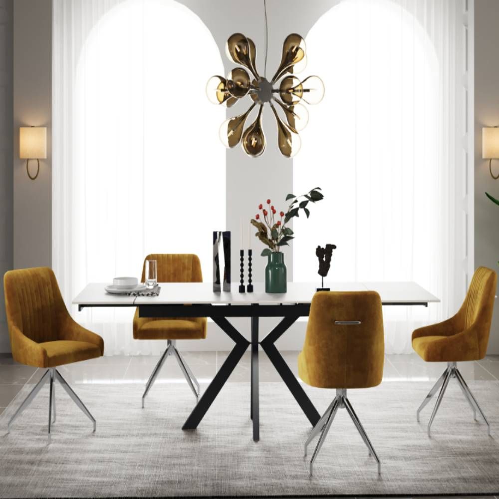 Oakwood Vilo Ceramic Pearla Grey 120/150/180cm Extending Dining Table Set