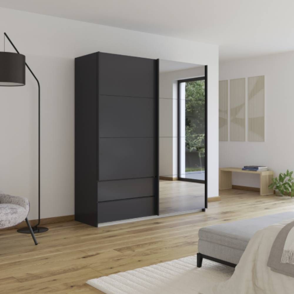 Oakwood Rauch Elara Metallic Grey 2 door Sliding Wardrobe