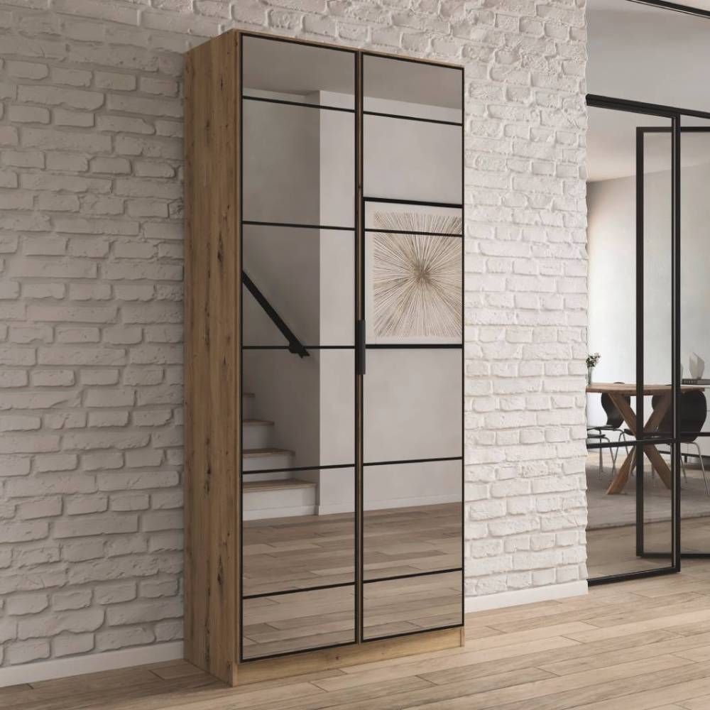 Oakwood Rauch Acero Artisan Oak Full Mirror Hinged Door Wardrobe