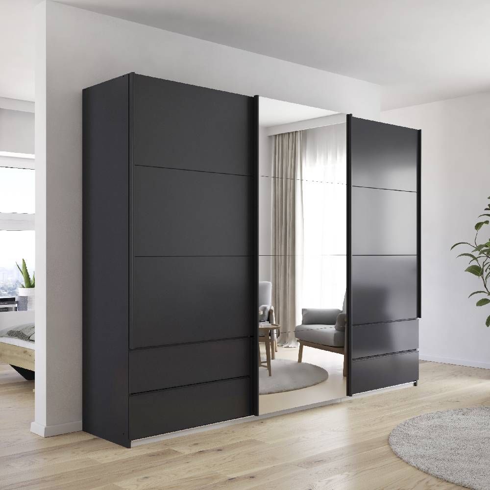 Oakwood Rauch Elara Metallic Grey 3 door Sliding Wardrobe