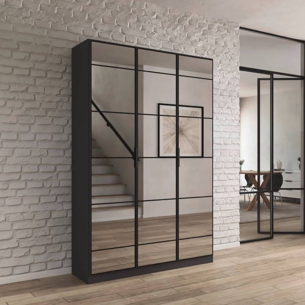 Oakwood Rauch Acero Metallic Grey Full Mirror Hinged Door Wardrobe