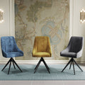 Oakwood Harlan Velvet Swivel Dining Chair with Black Legs