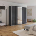 Oakwood Rauch Altera Metallic Grey 4 Door Sliding Wardrobe With Mirror
