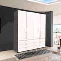 Oakwood Wiemann Loft White Glass Front 200CM Bi-Folding Doors Wardrobe With Drawers