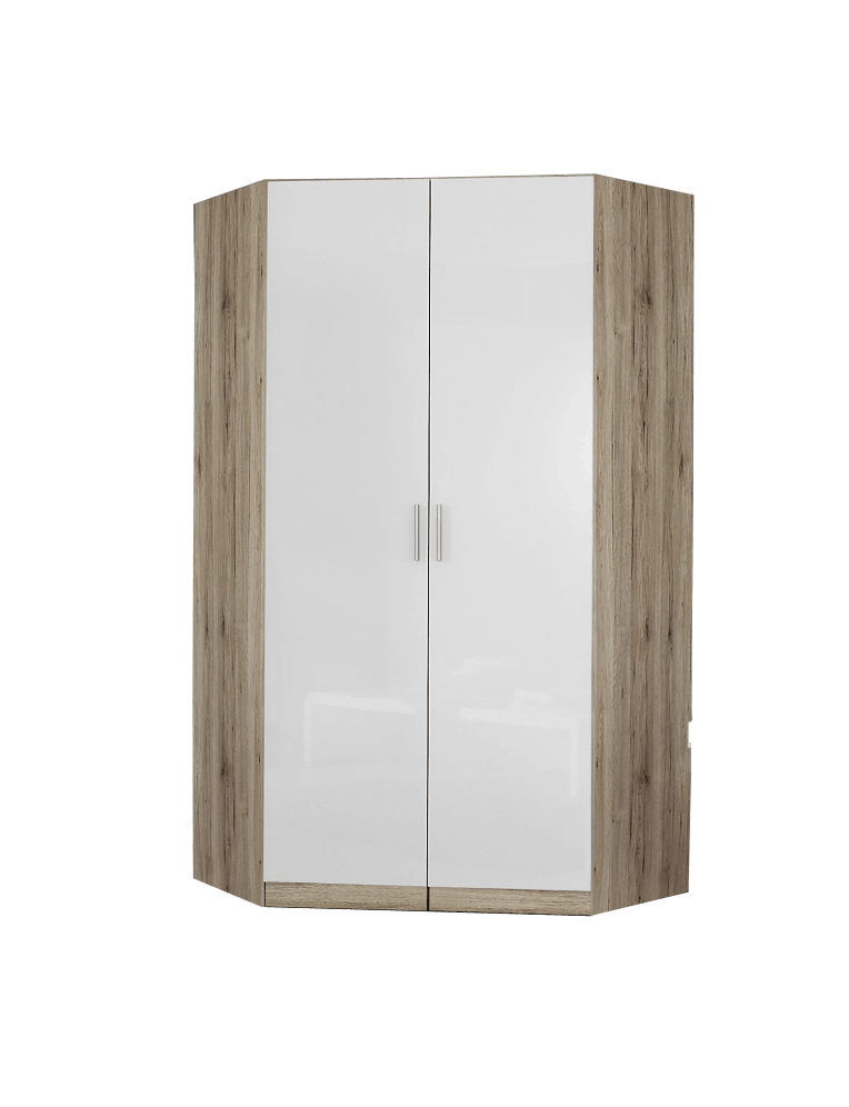 Oakwood Celle 2 Doors High Gloss Corner Walk in Hinged Wardrobe