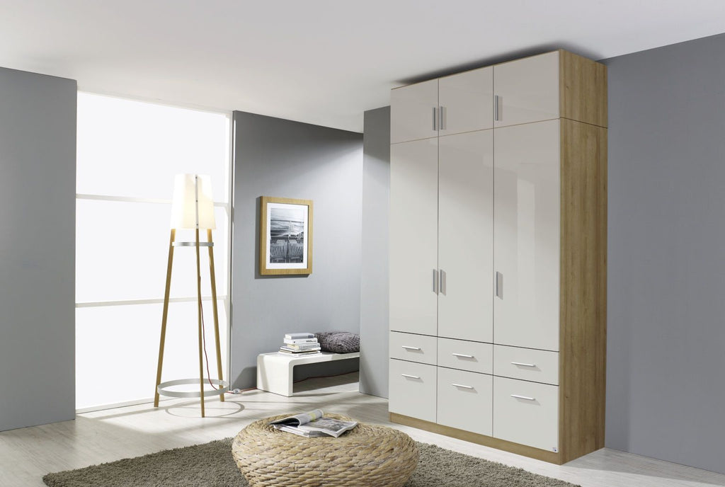 Oakwood Rauch Celle 3 Door 6 Drawer Hinged Door Combi Wardrobe With Top Unit