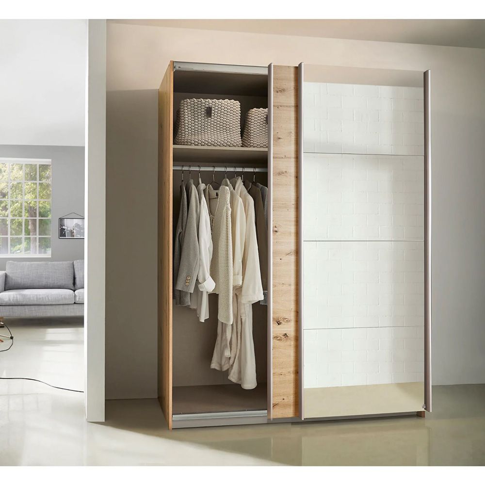 Oakwood Rauch Artisan Oak & Mirror Sliding Door Wardrobe