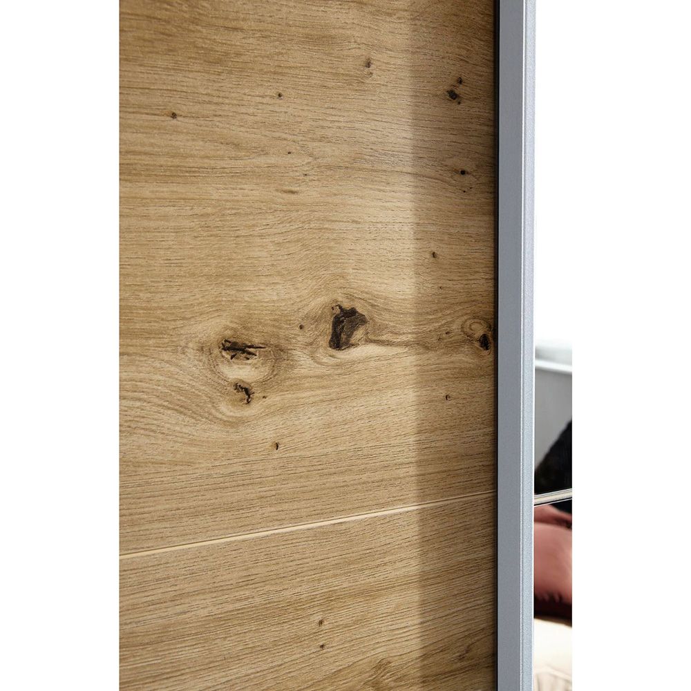 Oakwood Rauch Quadra 2 Gliding Door Wardrobe With Artisan Oak And Mirror Front