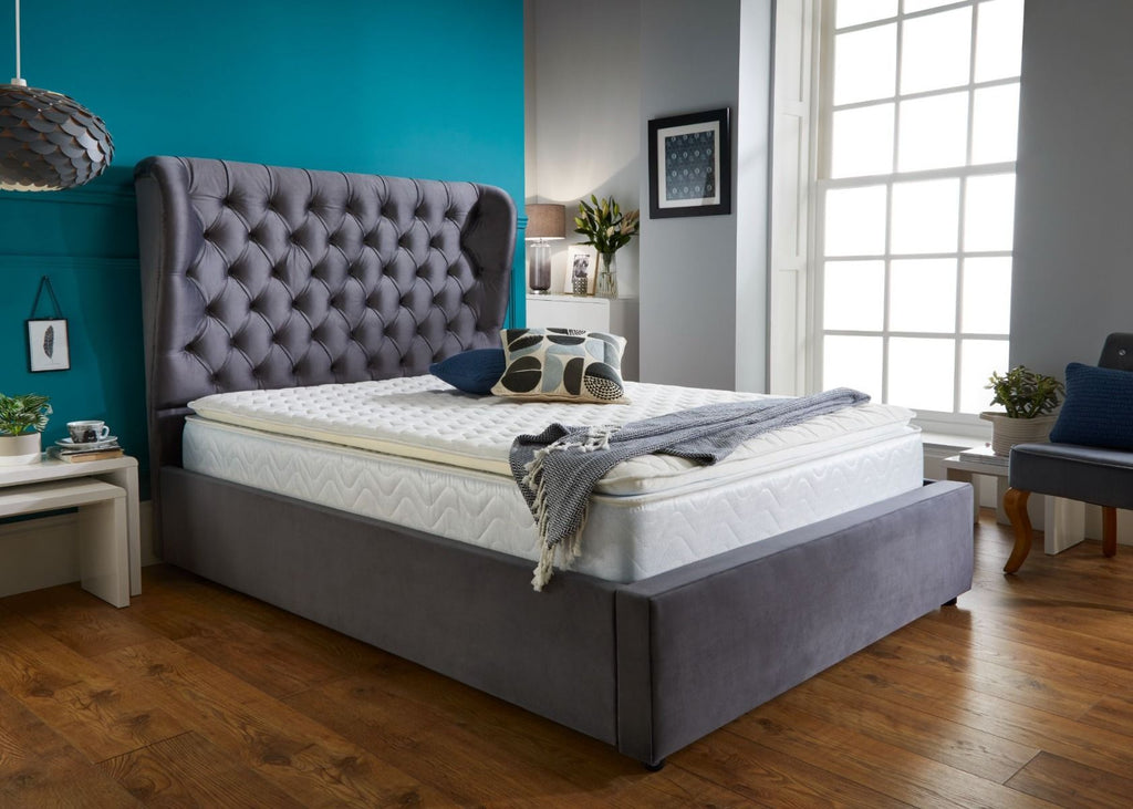 Oakwood Olivia Wingback Fabric Upholstered Bed Frame