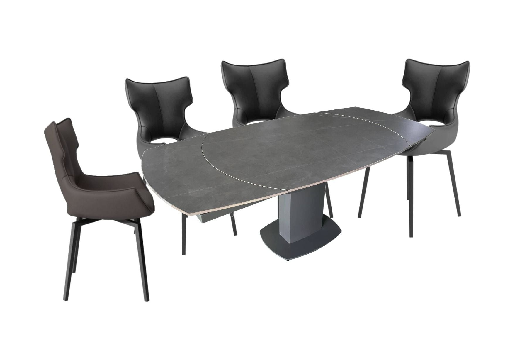Oakwood Oscar Matte Ceramic Swivel Dining Table Set