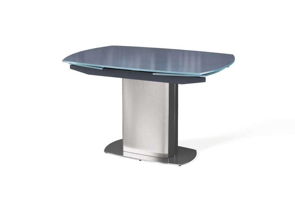 Oakwood Oscar Glass Top Swivel Extending Dining Table With Spinello Dining Chairs