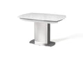 Oakwood Oscar Glass Top Swivel Extending Dining Table With Spinello Dining Chairs