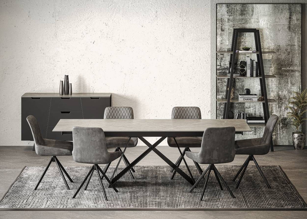 Oakwood Omega Extending Grey Sintered Stone Dining Table Set