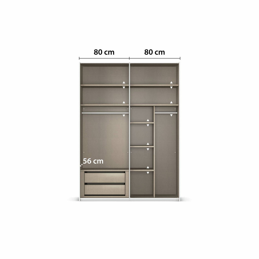 Oakwood Rauch Contido 2 Door Sliding Wardrobe With Mirror