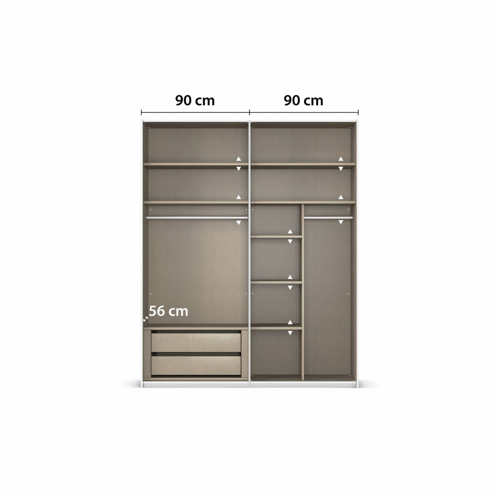 Oakwood Rauch Contido 2 Door Sliding Wardrobe With Mirror