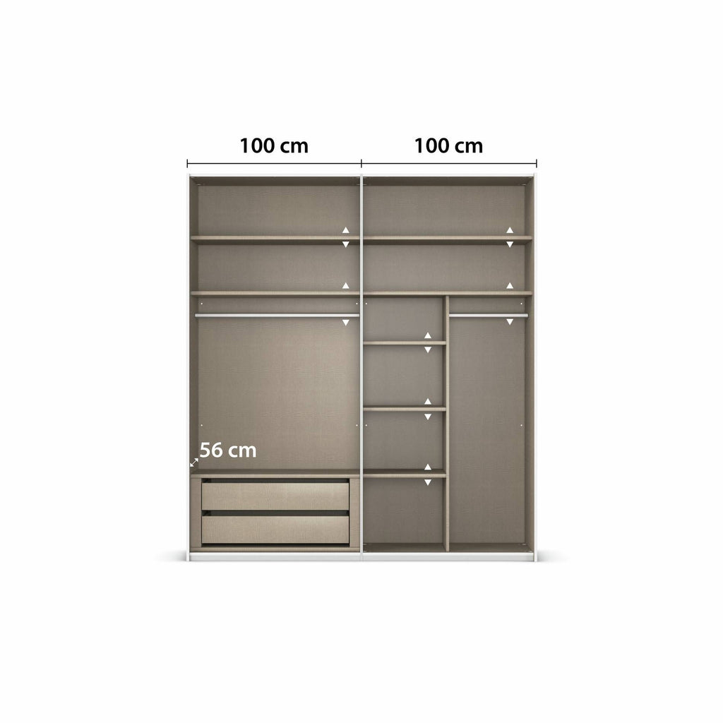 Oakwood Rauch Contido 2 Door Sliding Wardrobe With Mirror