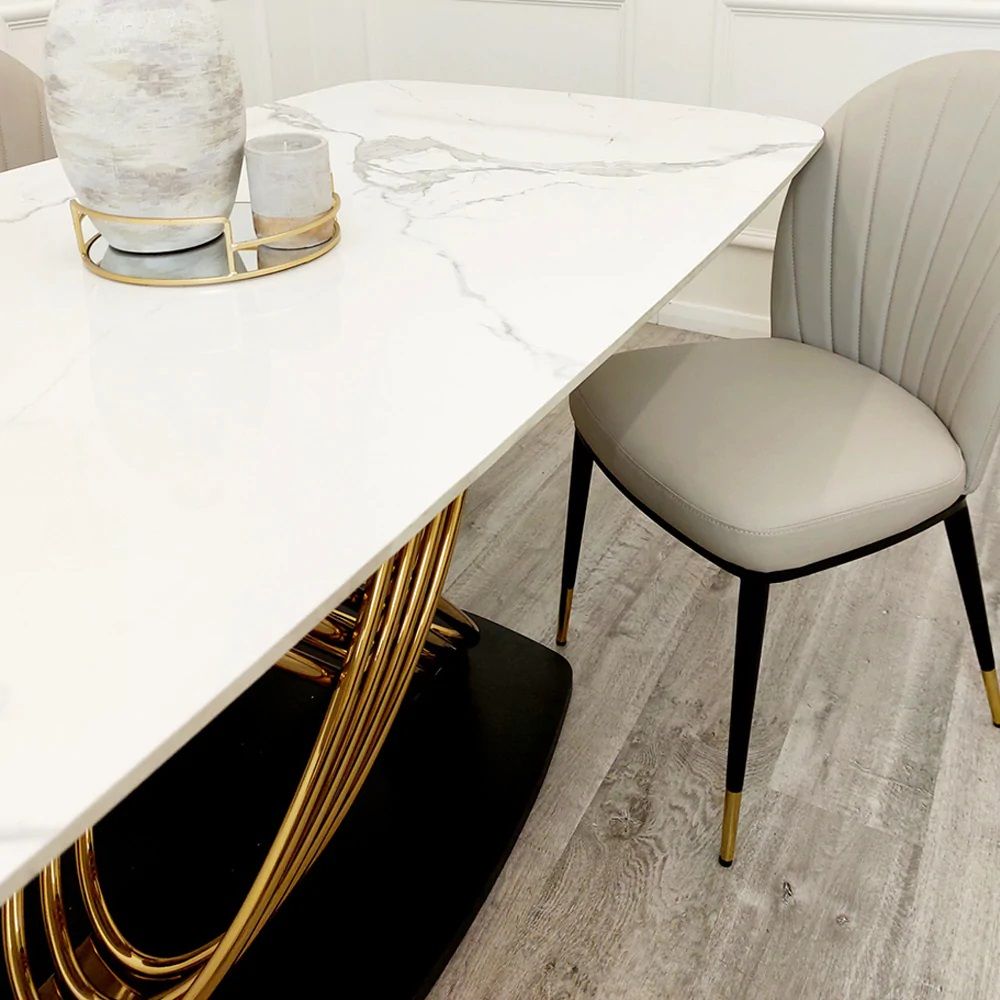 Oakwood Orion Gold 1.8 Dining Table with Polar White Sintered Stone Top