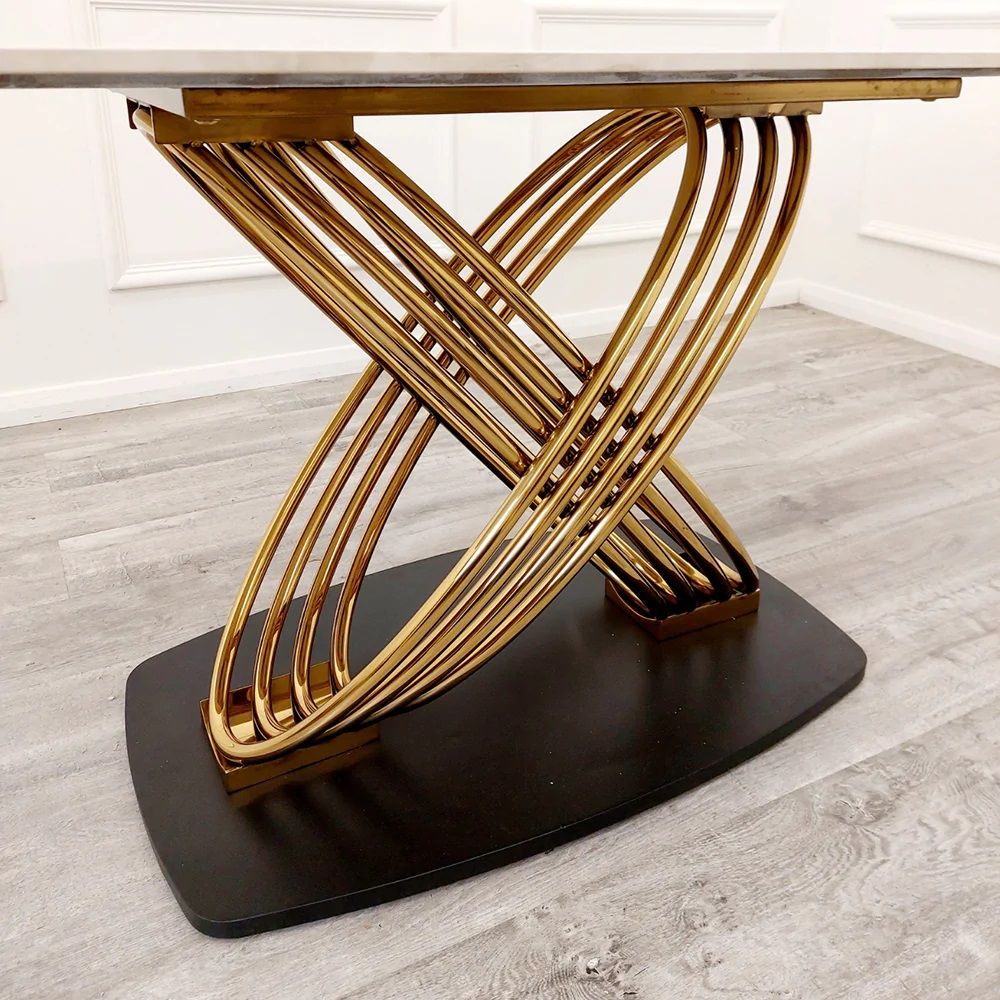 Oakwood Orion Gold 1.8 Dining Table with Polar White Sintered Stone Top