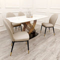 Oakwood Orion Gold 1.8 Dining Table Set with Polar White Sintered Stone Top