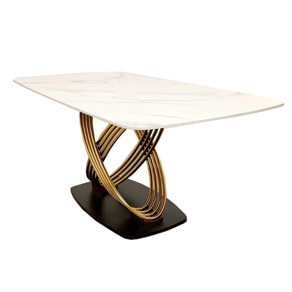 Oakwood Orion Gold 1.8 Dining Table with Polar White Sintered Stone Top