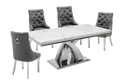 Oakwood Ottavia 1.8M White Marble Dining Table with Edmundson Round Knockerback Dining Chairs