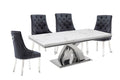 Oakwood Ottavia 1.8M White Marble Dining Table with 6 Ring Knockerback Dining Chairs