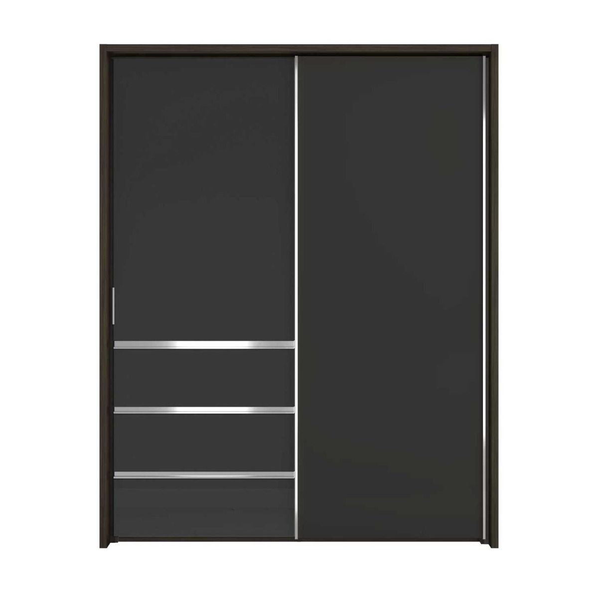 Oakwood Wiemann Pacific 175cm 2 Graphite Glass Doors Sliding Wardrobe with 3 Drawers