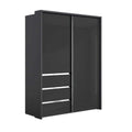 Oakwood Wiemann Pacific 175cm 2 Graphite Glass Doors Sliding Wardrobe with 3 Drawers