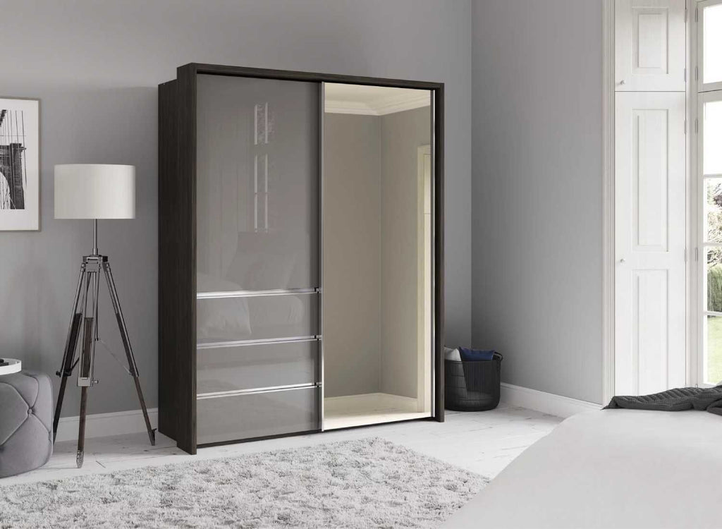 Oakwood Wiemann Pacific 175cm 2 Door Sliding Wardrobe with 3 Drawers and Mirror Door