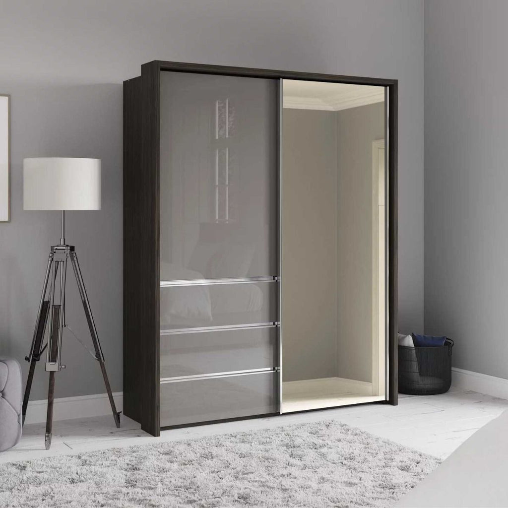 Oakwood Wiemann Pacific 175cm 2 Door Sliding Wardrobe with 3 Drawers and Mirror Door
