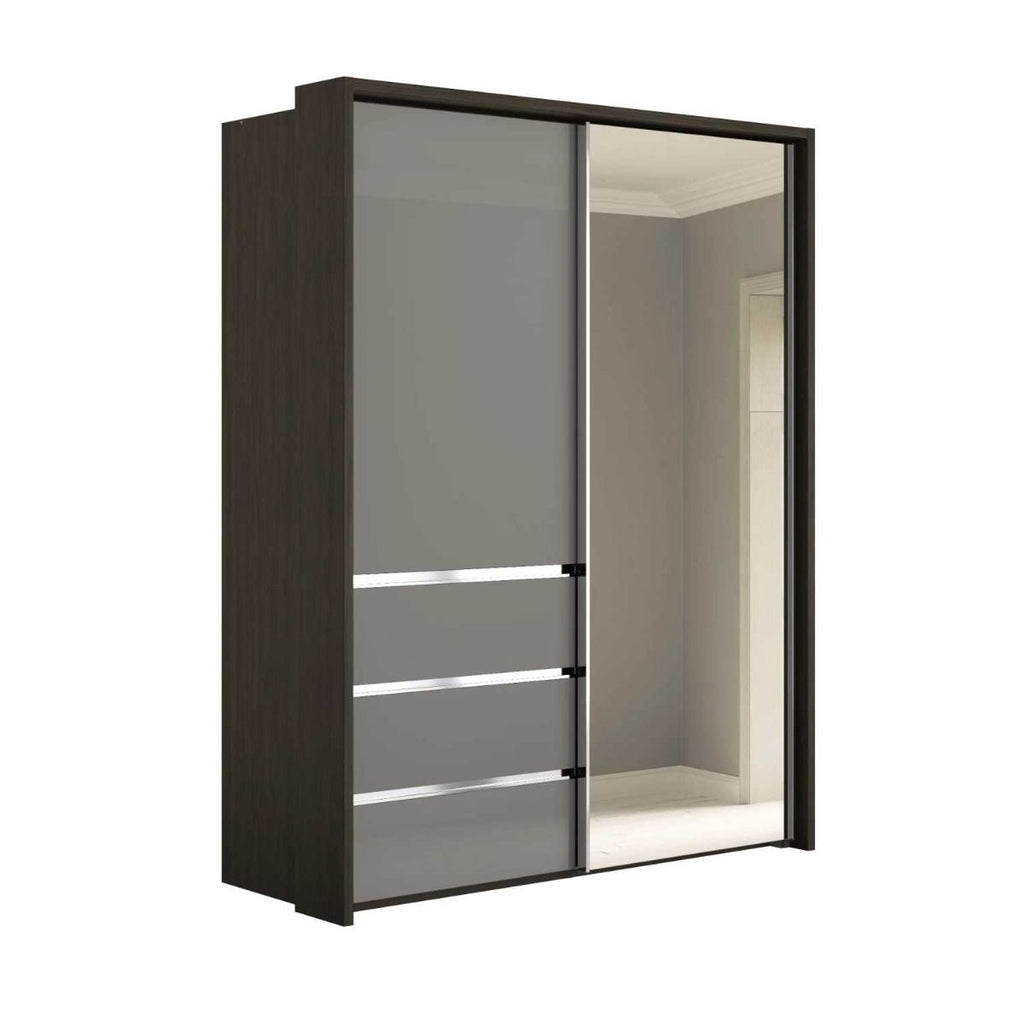 Oakwood Wiemann Pacific 175cm 2 Door Sliding Wardrobe with 3 Drawers and Mirror Door