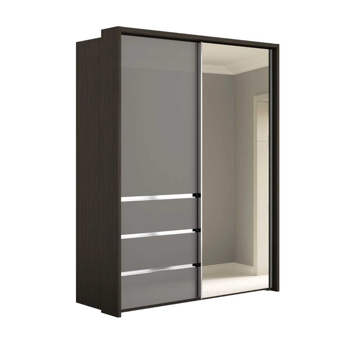 Oakwood Wiemann Pacific 175cm 2 Door Sliding Wardrobe with 3 Drawers and Mirror Door