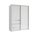 Oakwood Wiemann Pacific 175cm 2 White Glass Sliding Doors Wardrobe with 3 Drawers